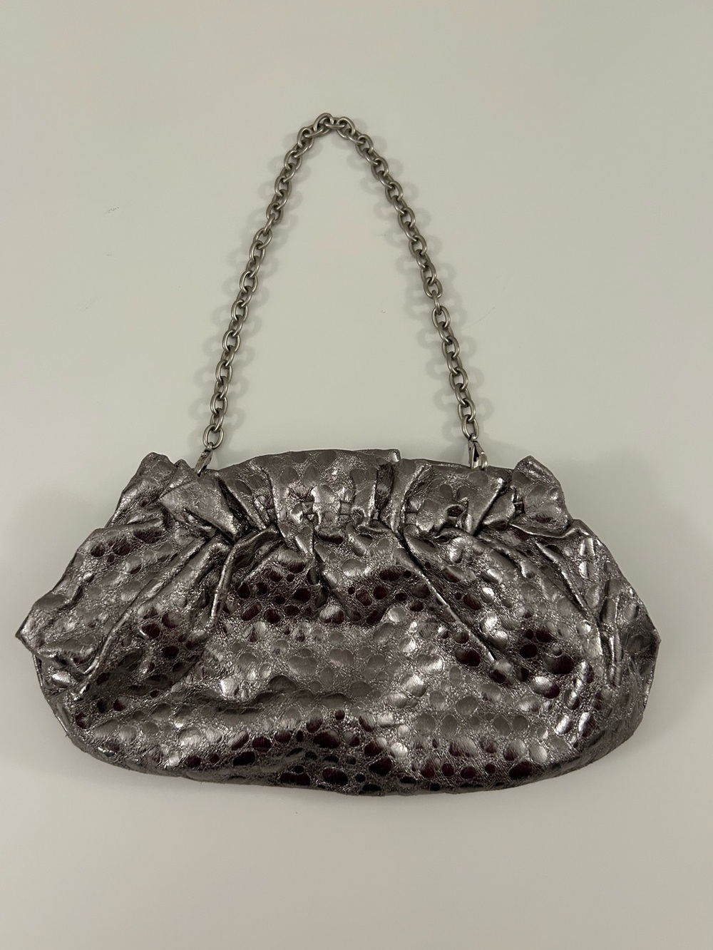 Vintage Unlisted by Kenneth Cole Metallic Pewter Chain Strap Clutch - Women Bags